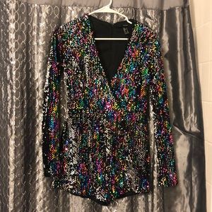 Sequin long sleeve romper